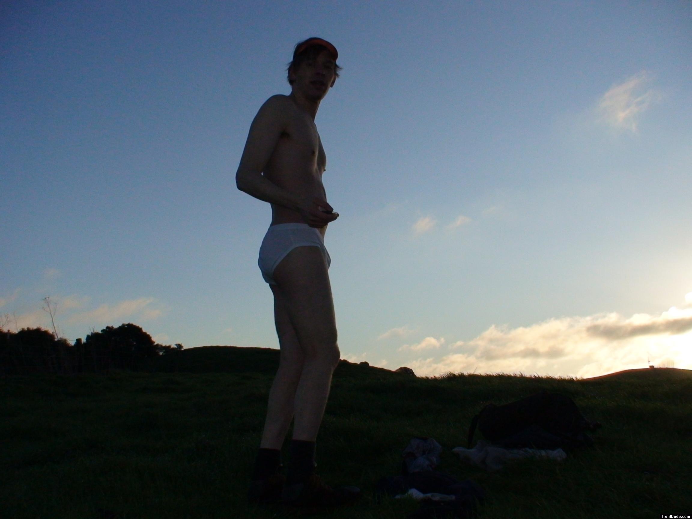 Sun hitting his nipples