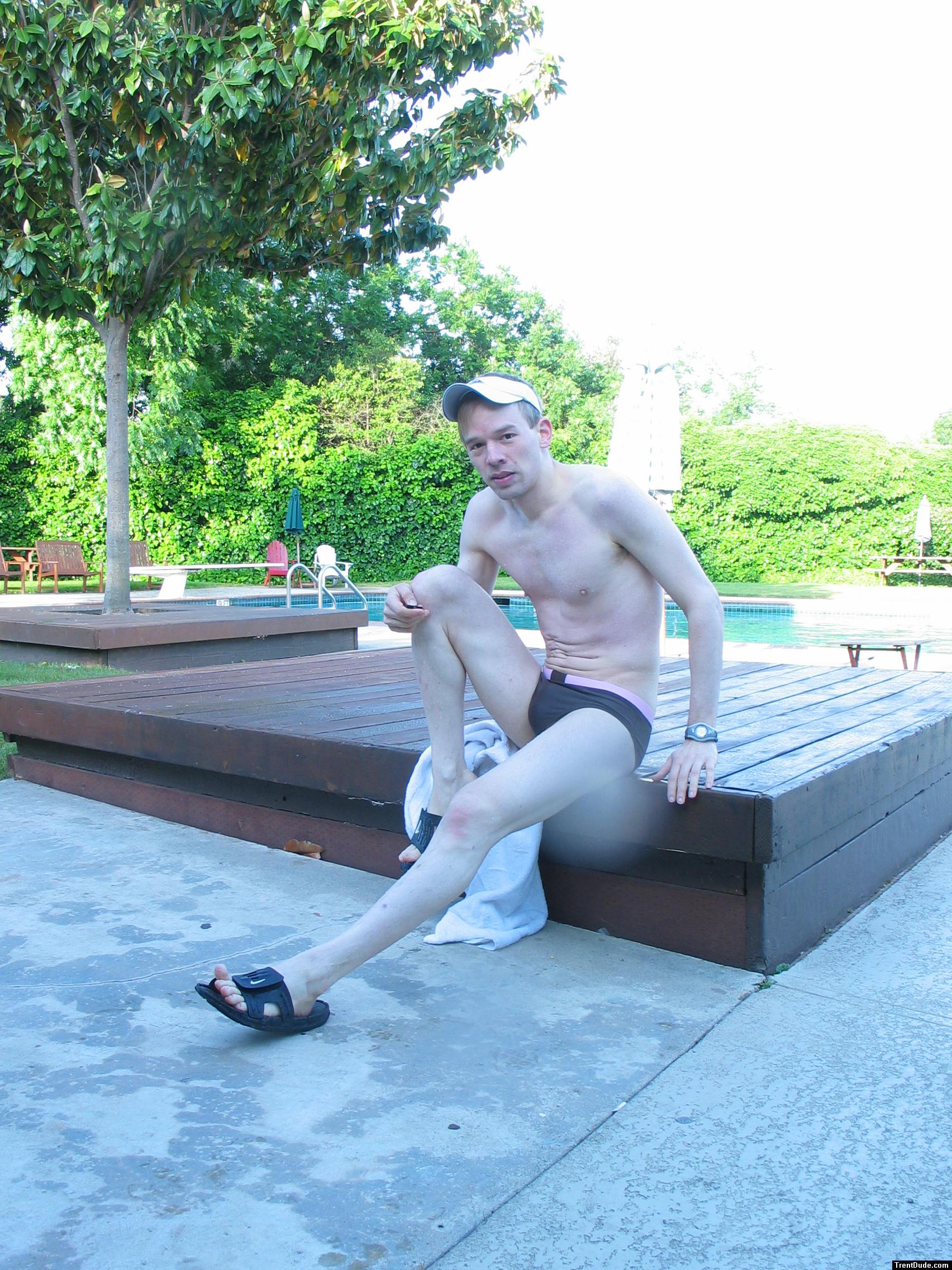 Sitting down in a the swim suit