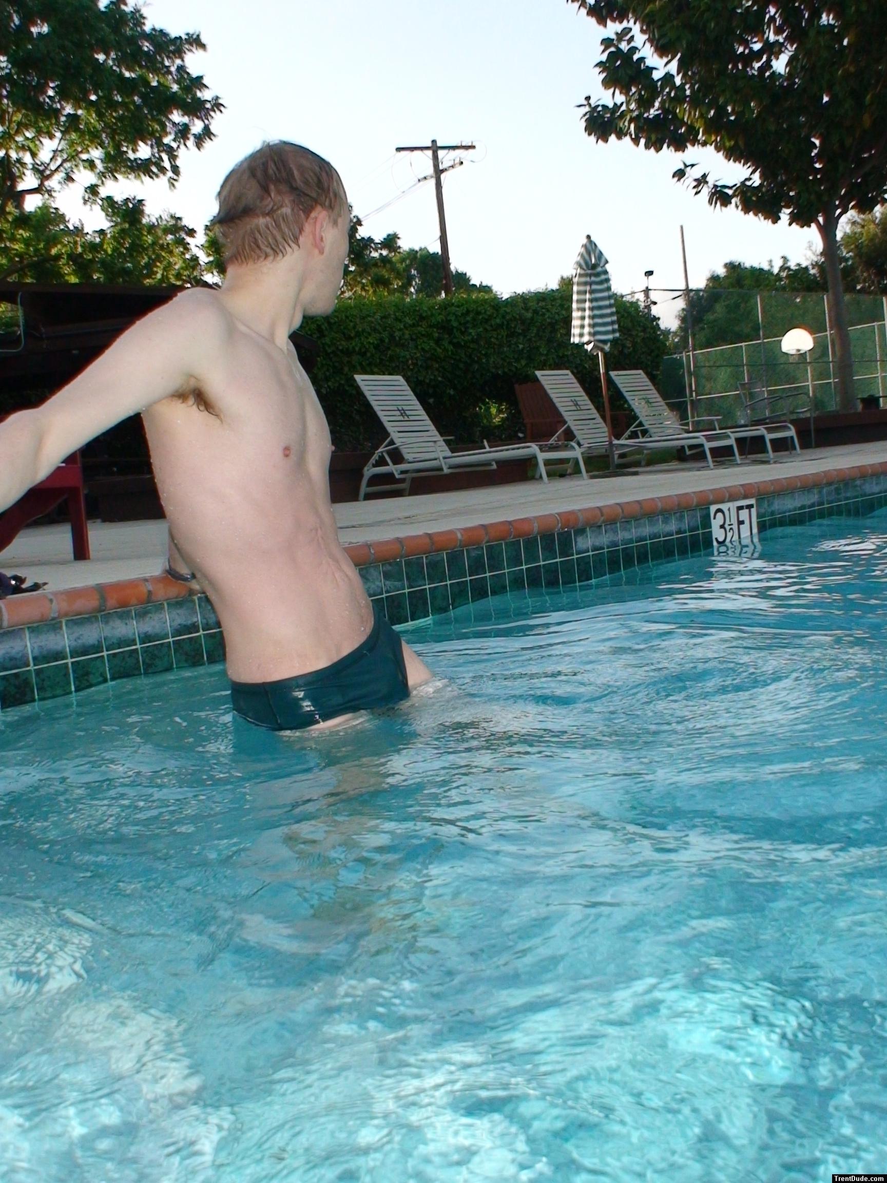 Nike green speedos at the pool