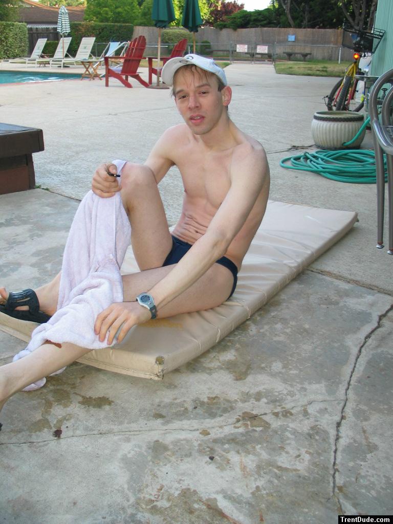 Drying off on the pool deck