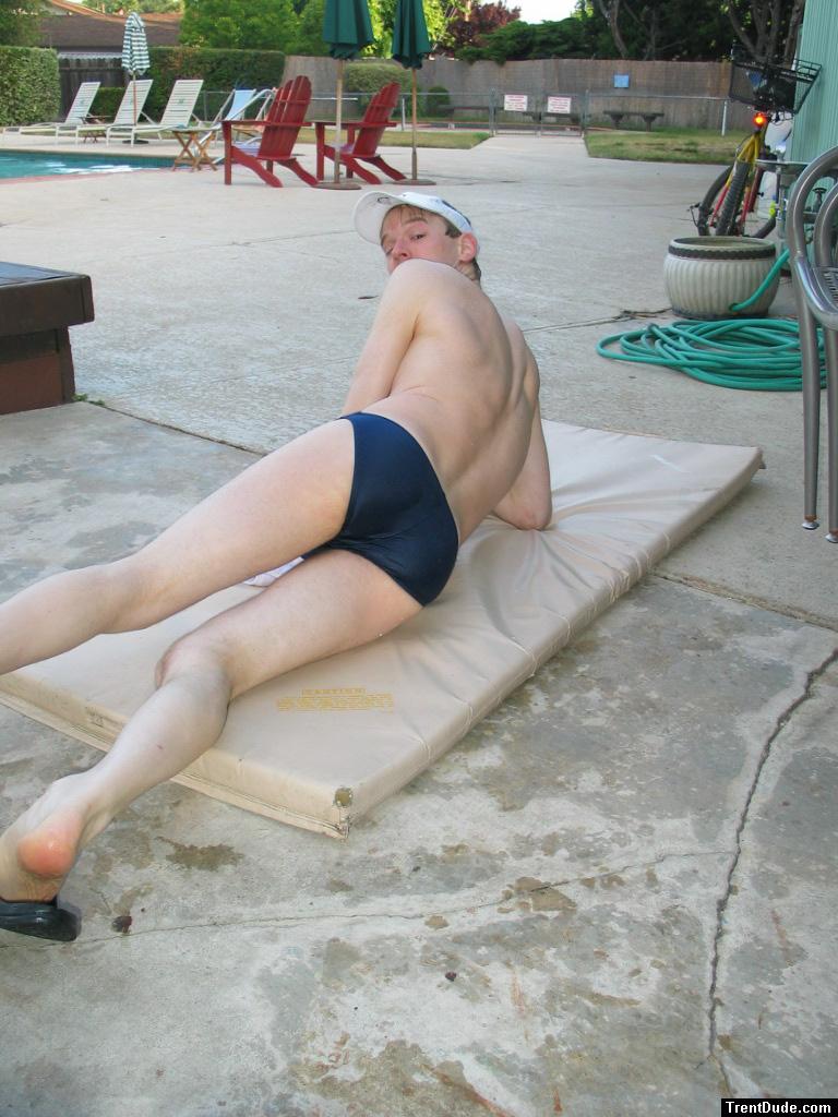 checking to see who is watching him ( Speedo Solar 1" Swim Brief from Macys.com)