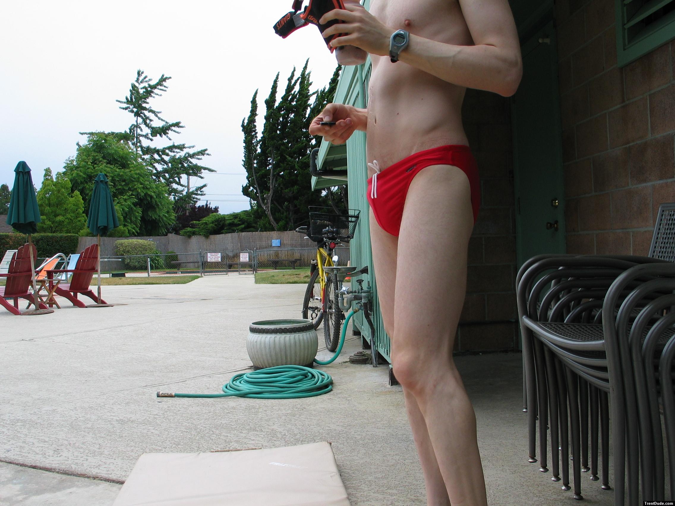 Closeup of Red speedo