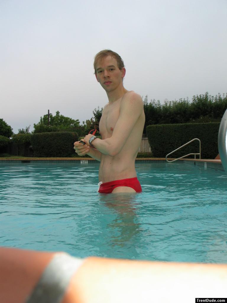 Wishing he could model his red speedo