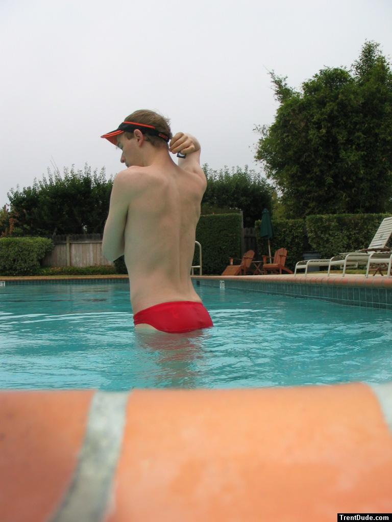 neck, back, and arms in a red Solar Speedo from Macys.com (best!)