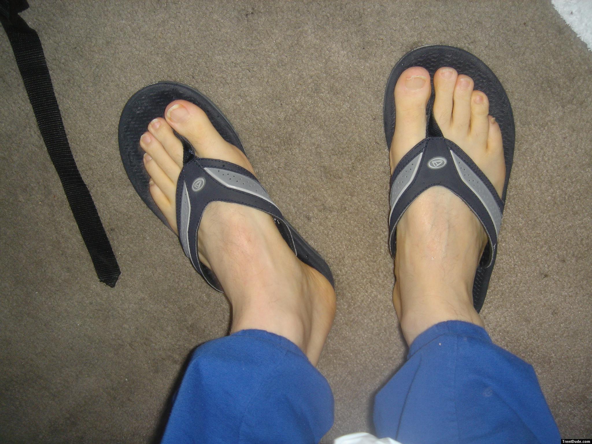 Trent's Feet in Reef slippers