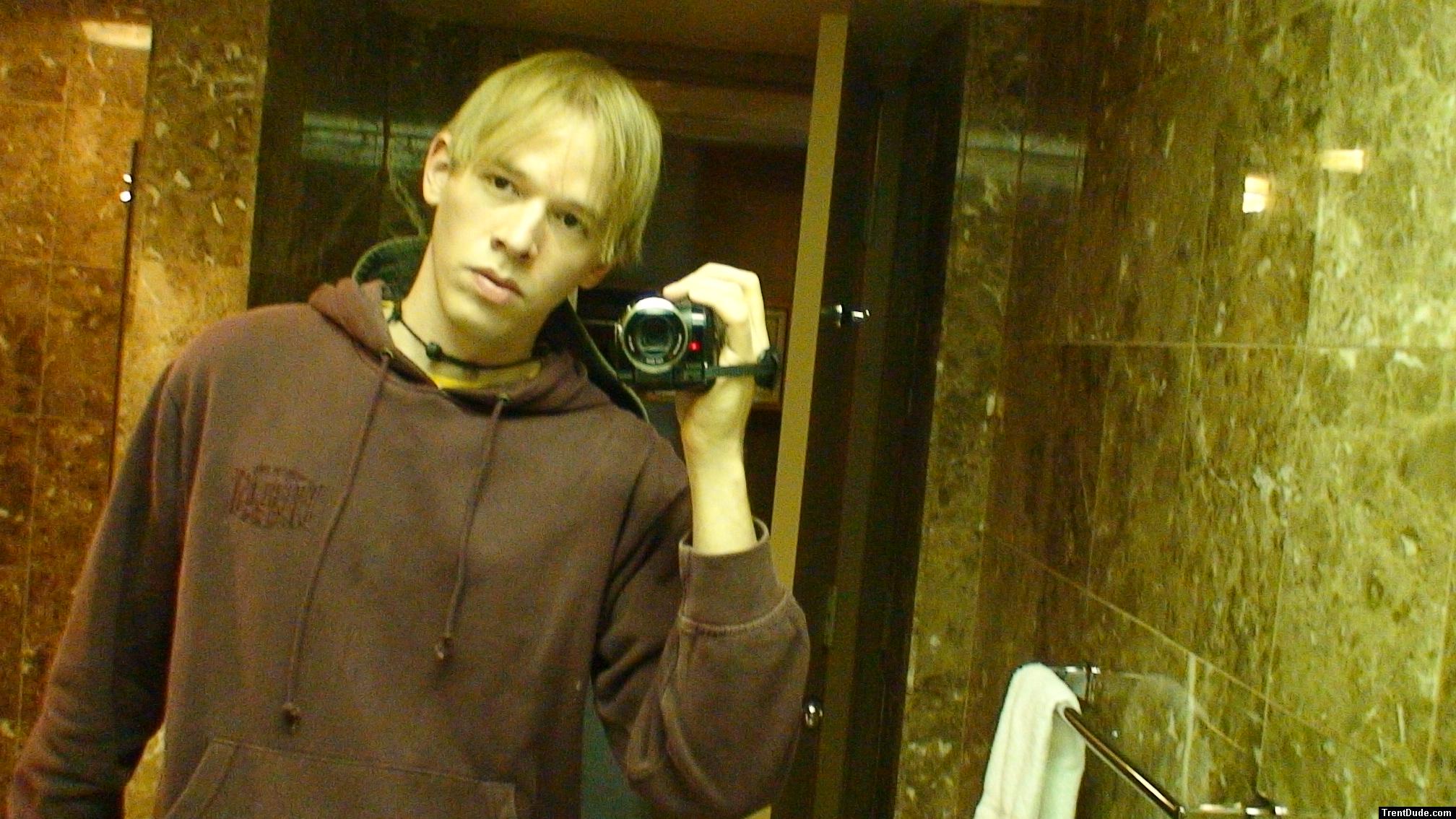 Blonde hair and black eyes!