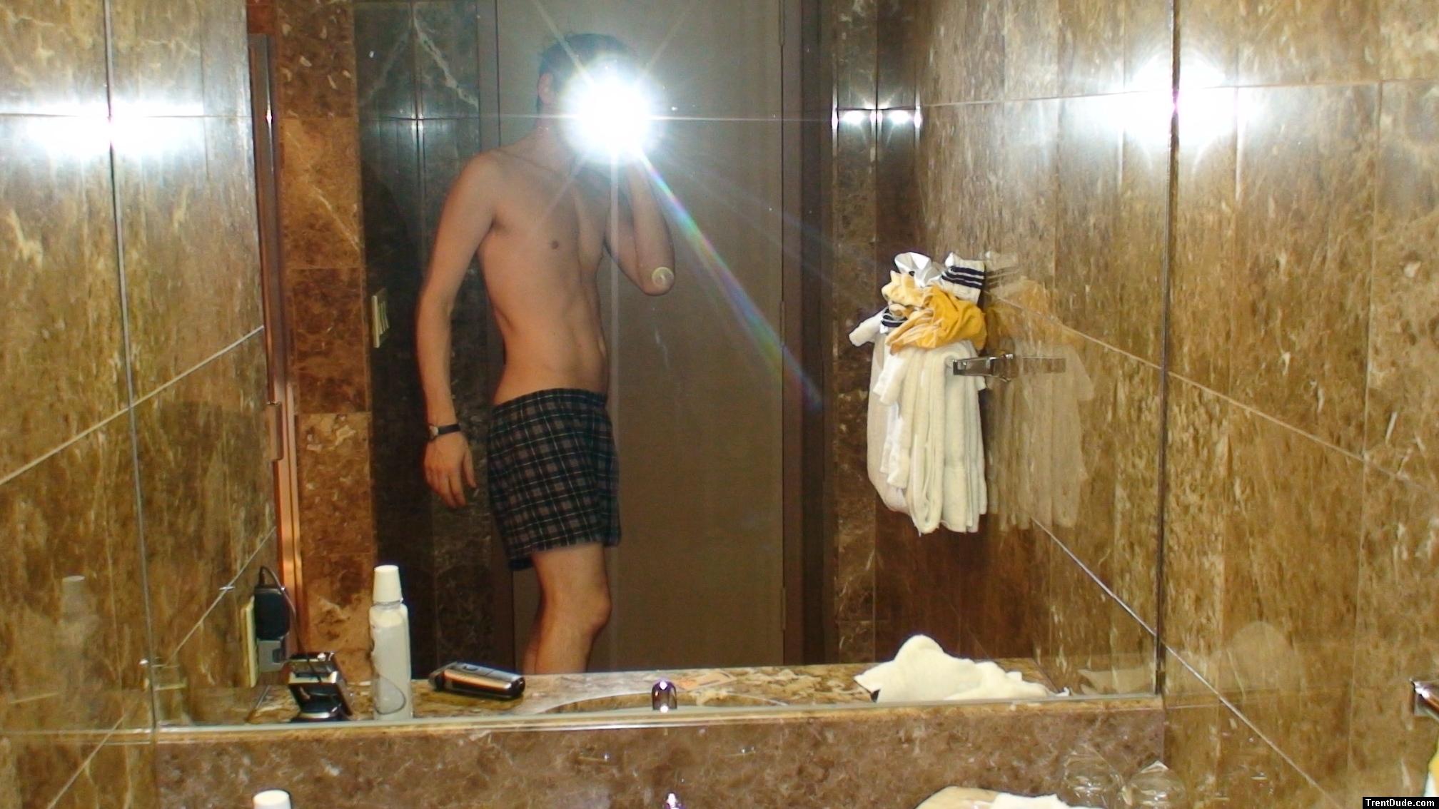 Polo boxers in a hotel bathroom