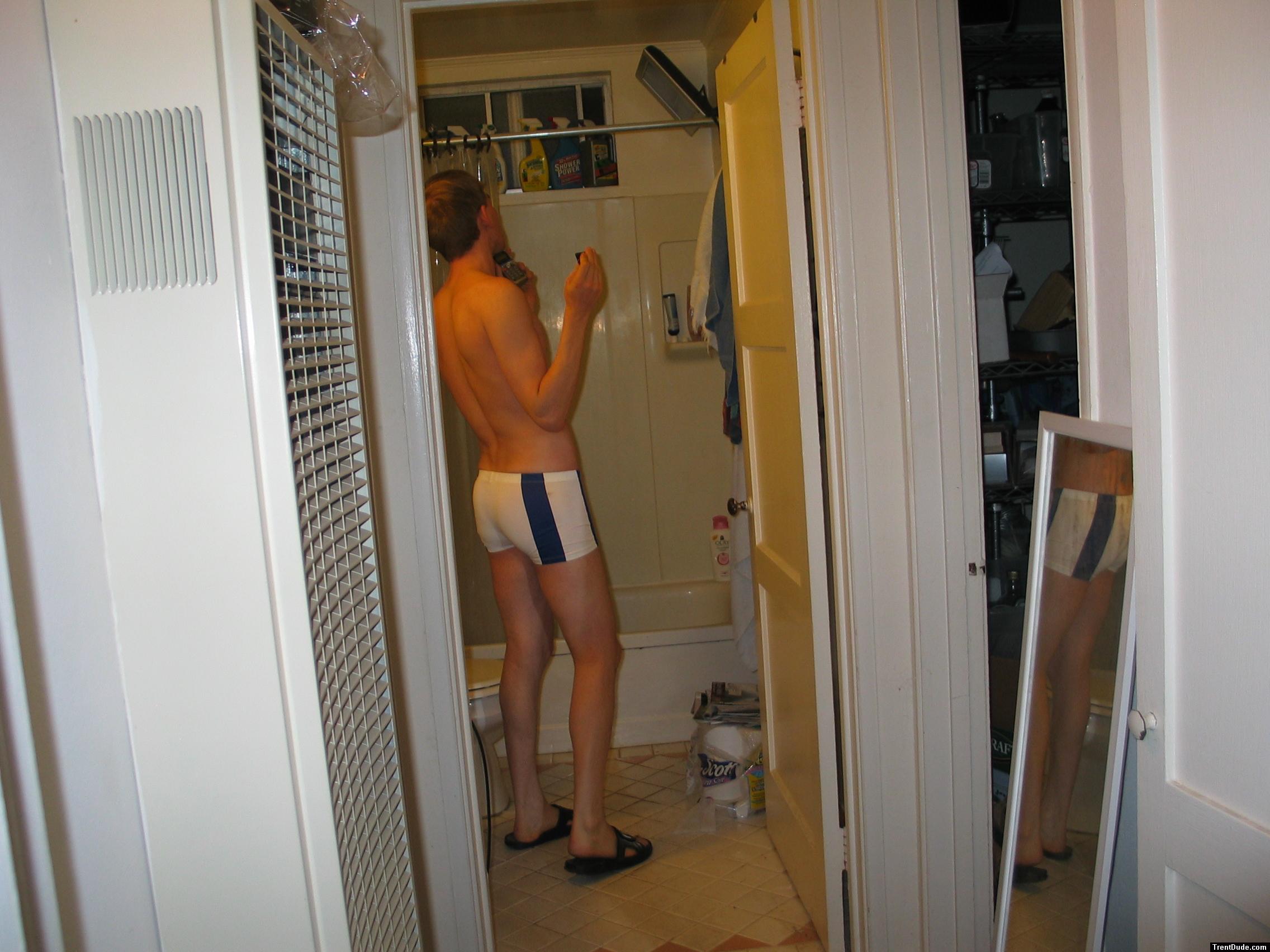 I'm watching the LCD TV screen in the bathroom (butt!!)