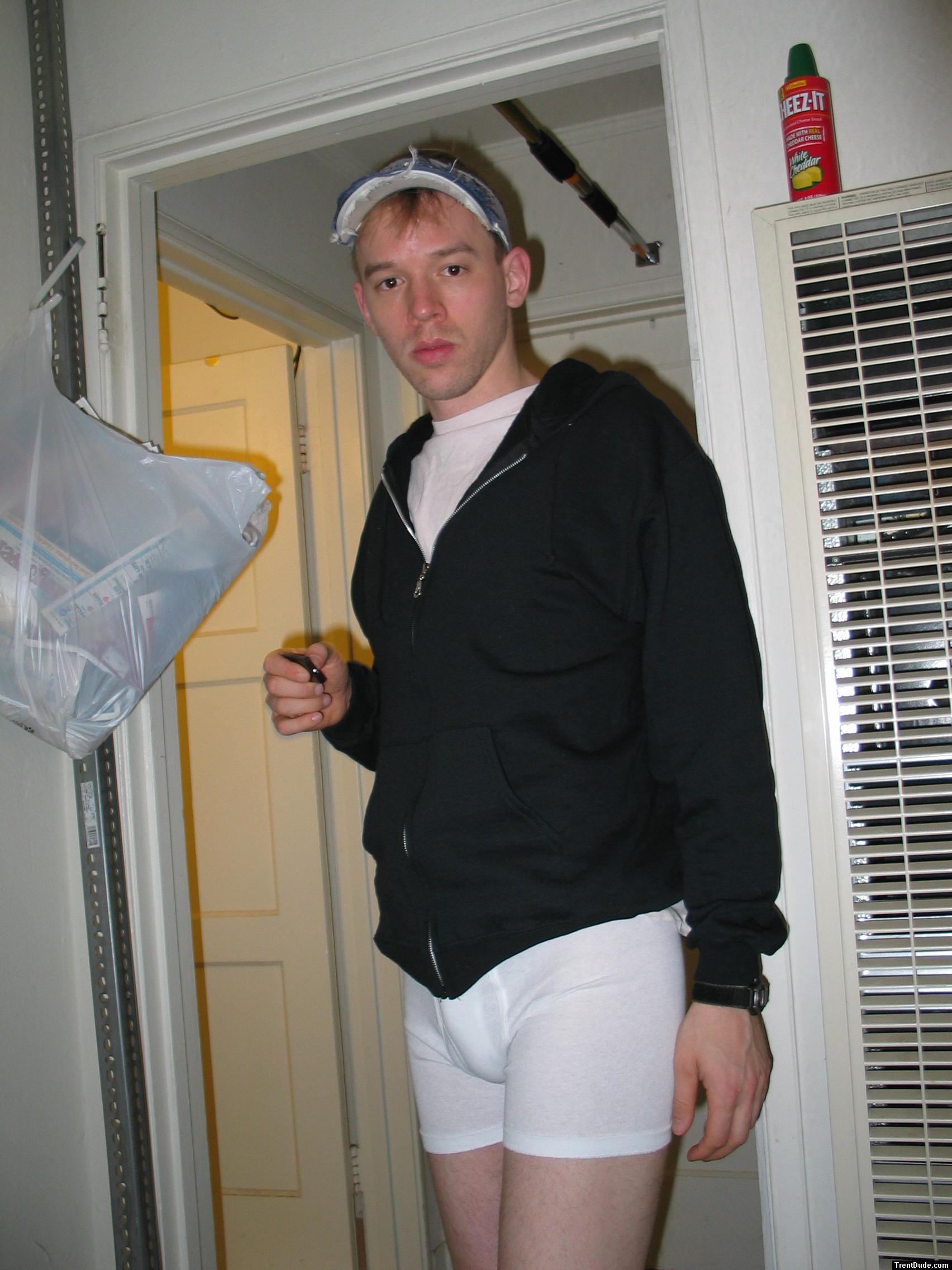 Hanes boxer brief and black sweat shirt