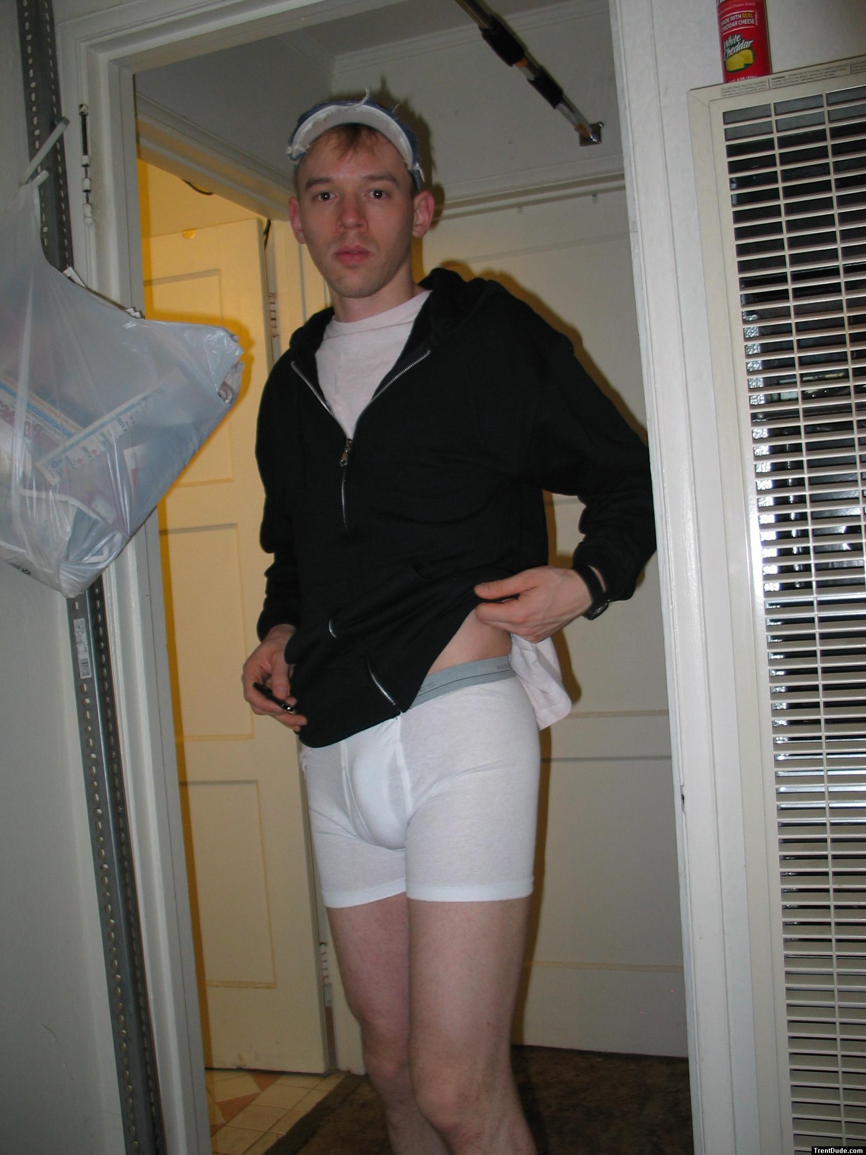 Hanes boxer brief and black sweat shirt