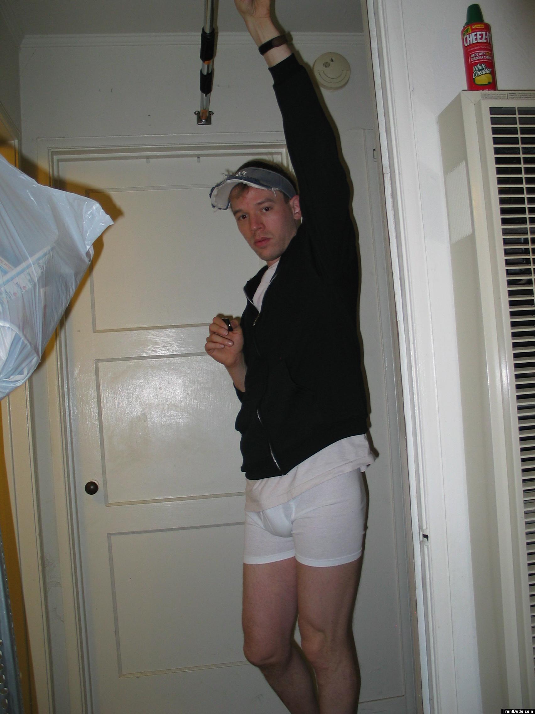 Hanes boxer brief and black sweat shirt