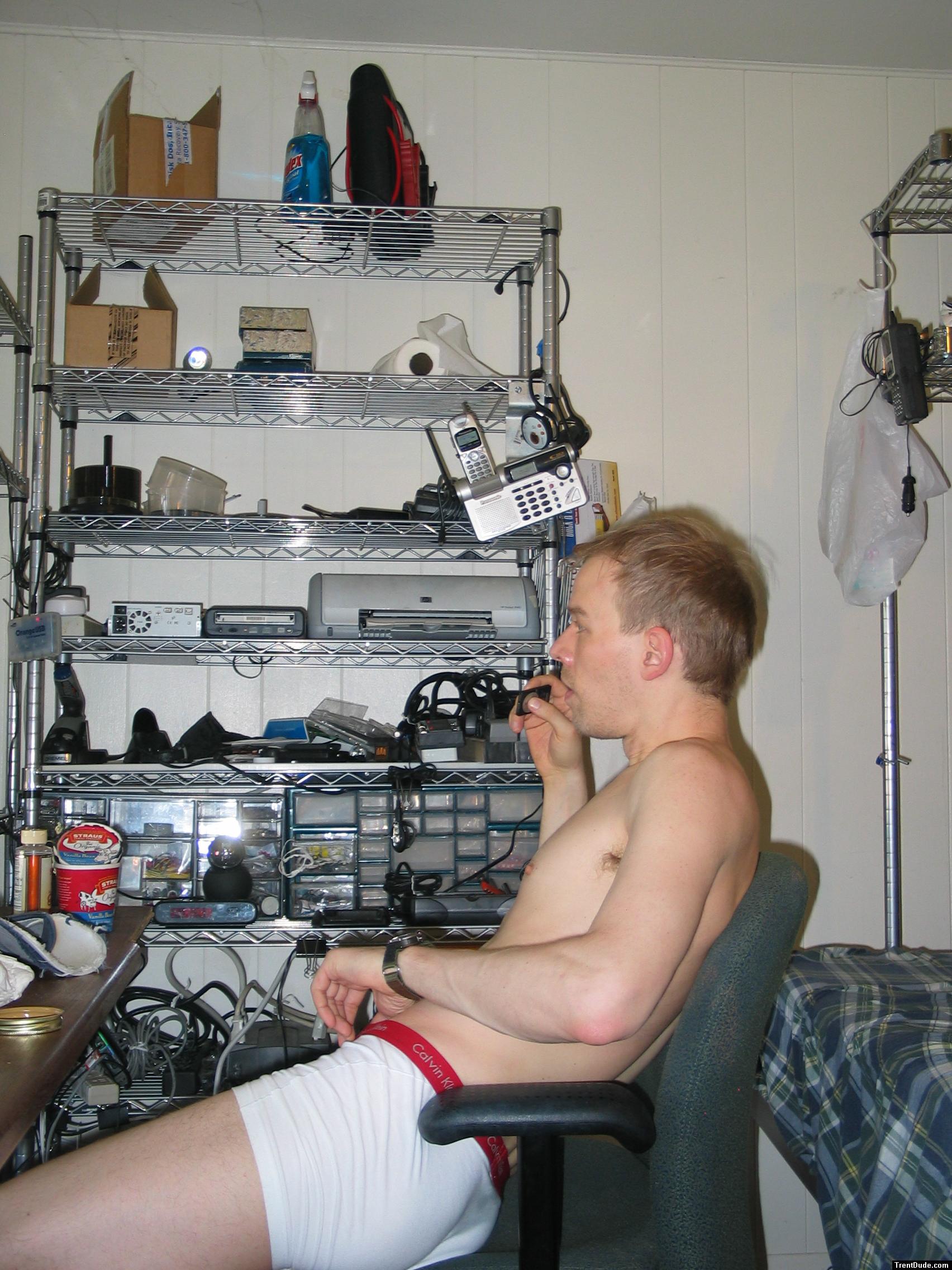 Calvin Klein white boxer briefs (side)