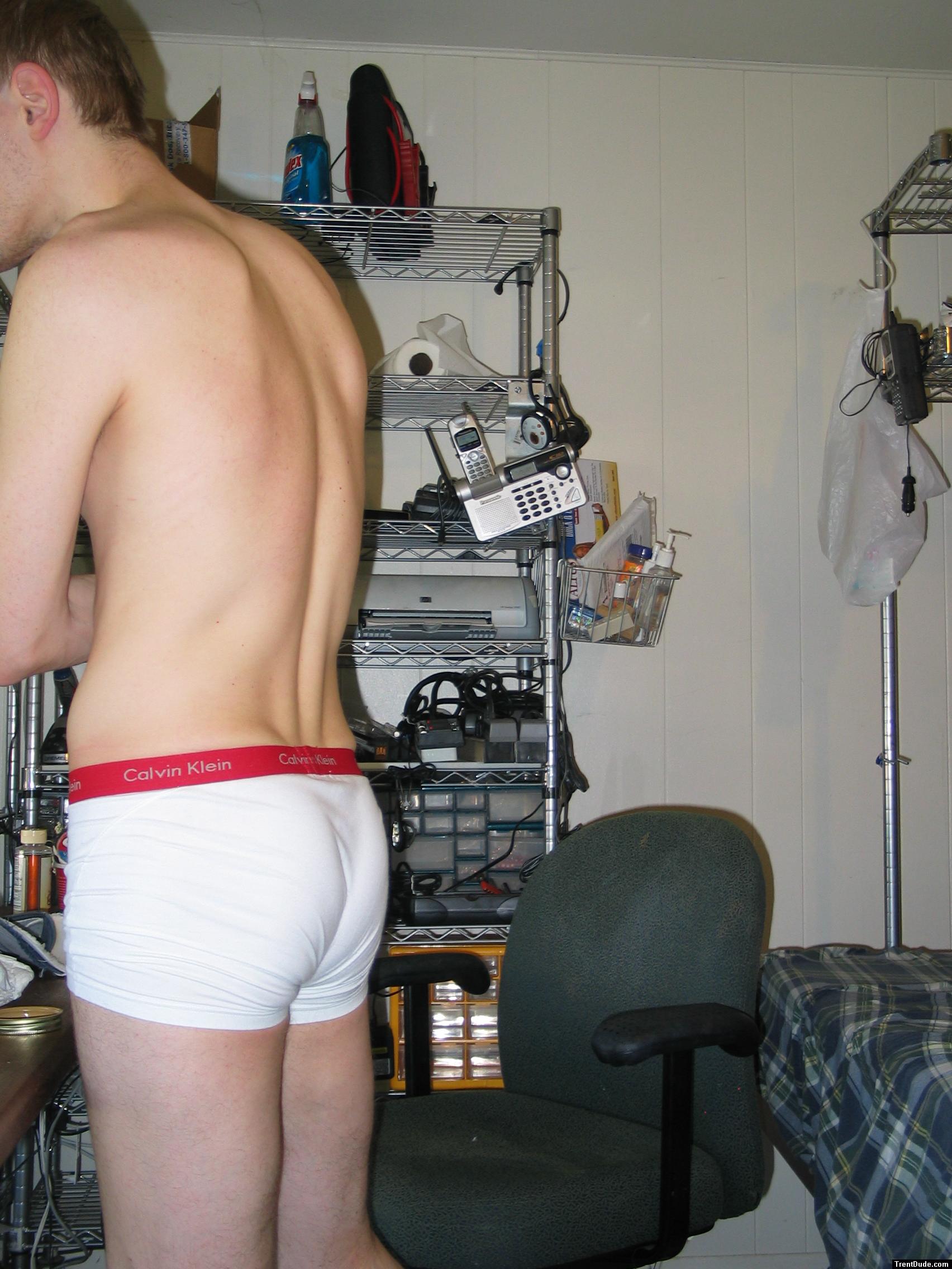 Calvin Klein white boxer briefs (butt)