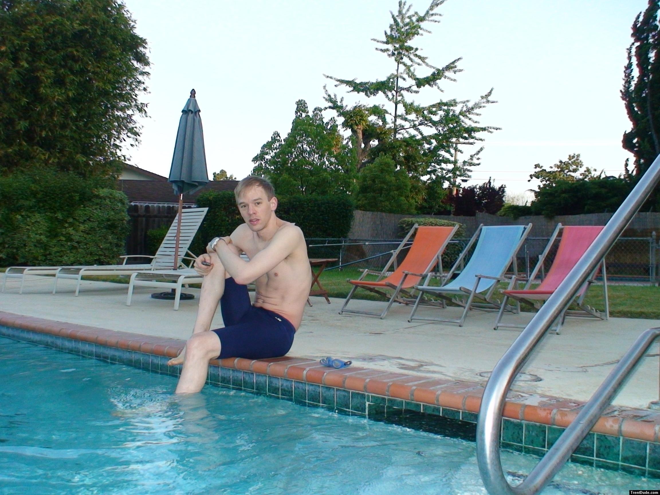 ready for morning practice  - Dolphin brand swimming jammers