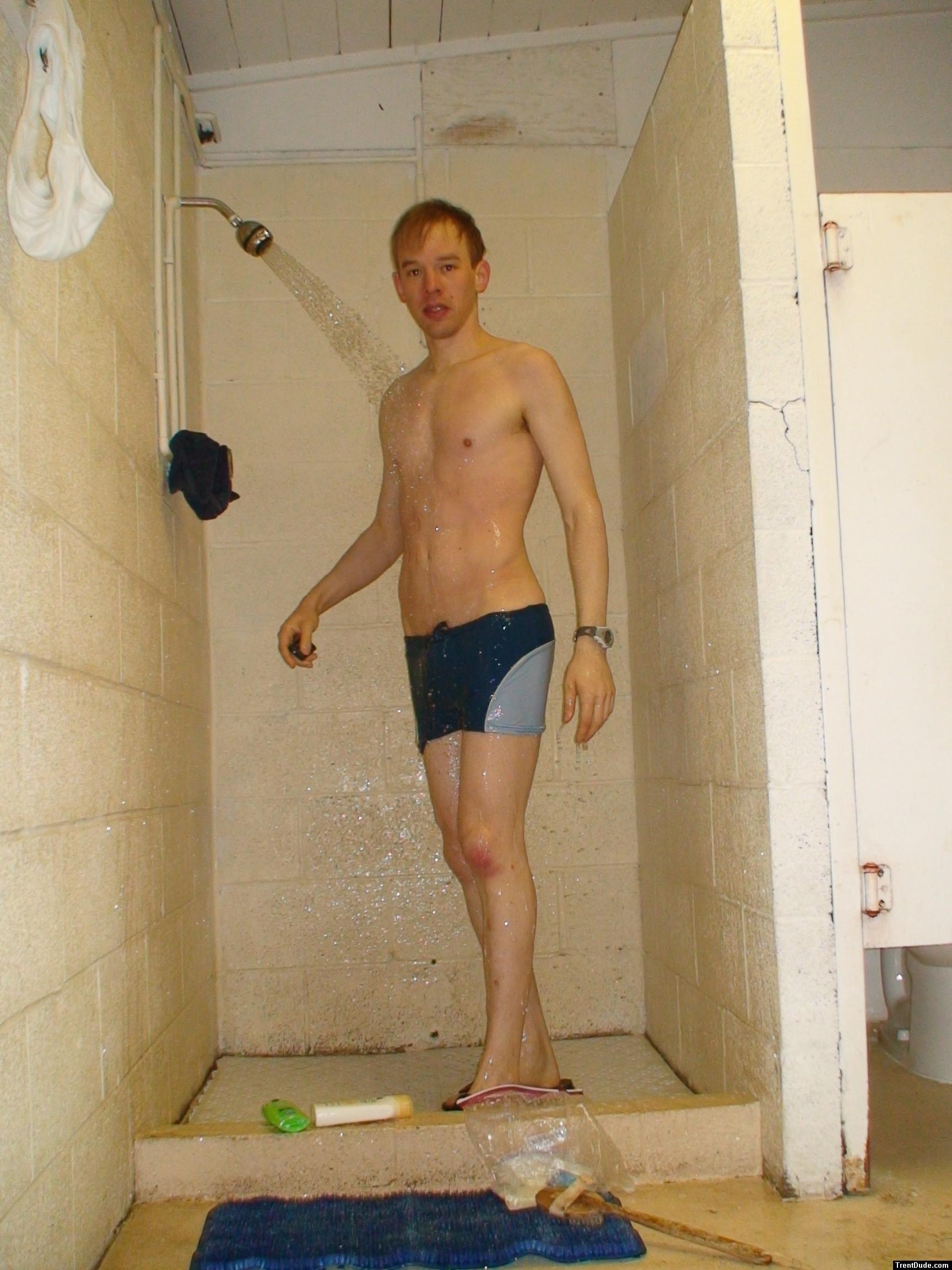 washing off the swim boxer after a workout