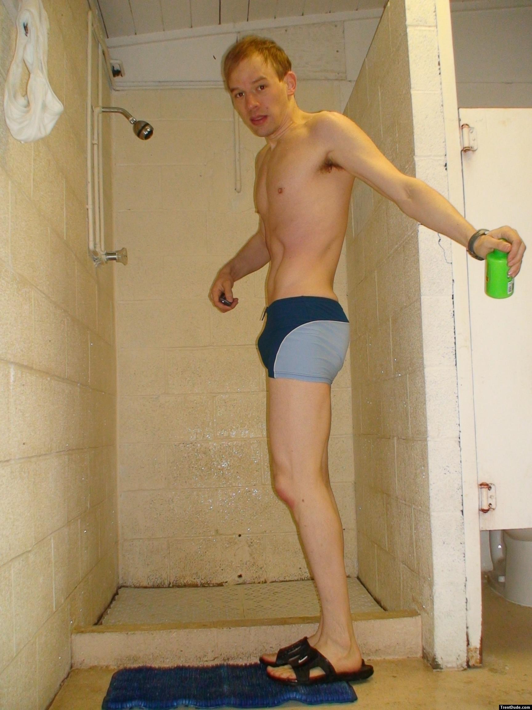 Getting ready to jump in the shower - (Calvin Kelin Swim Boxer)