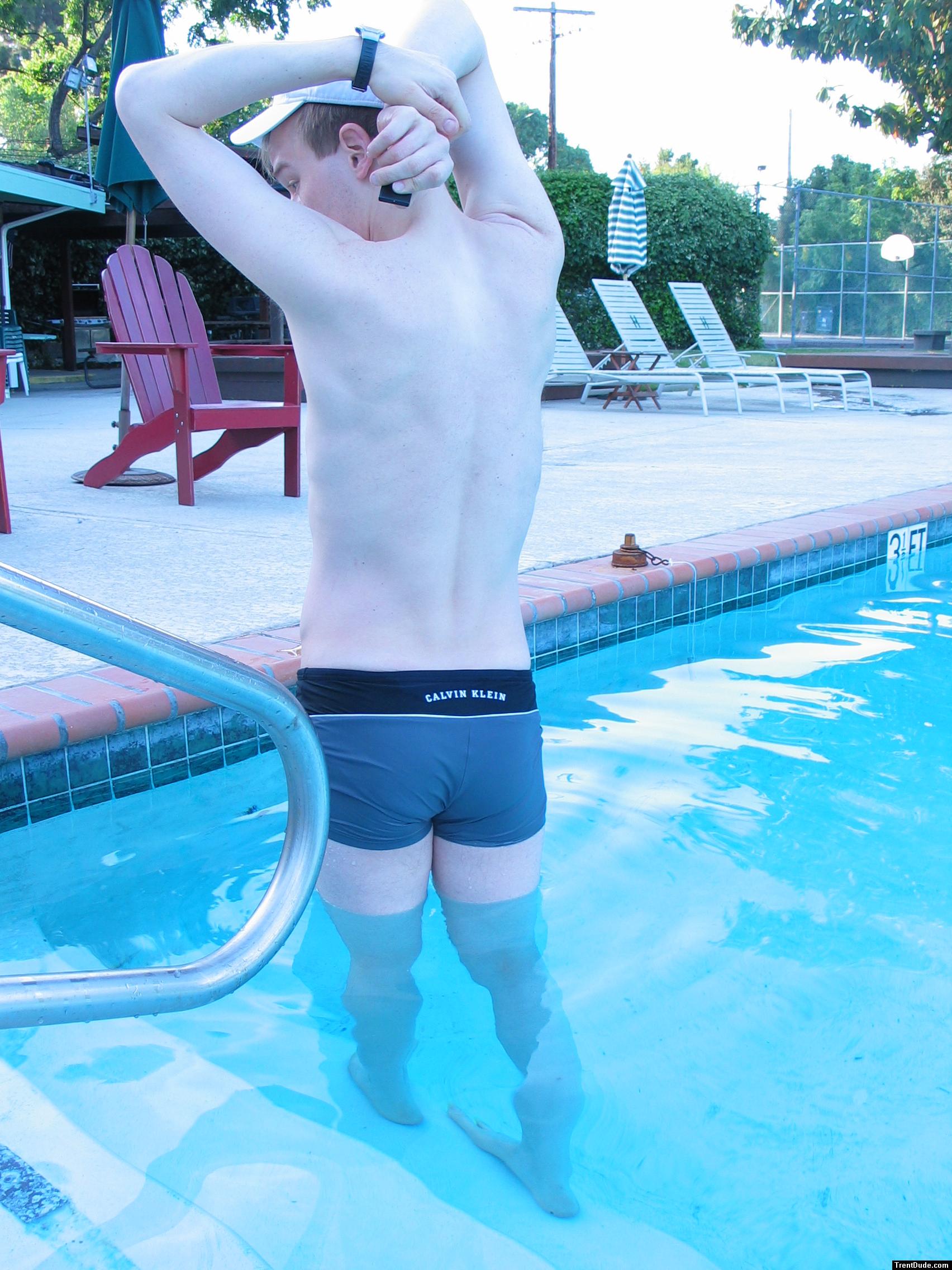 Swimmer stretching (rear)
