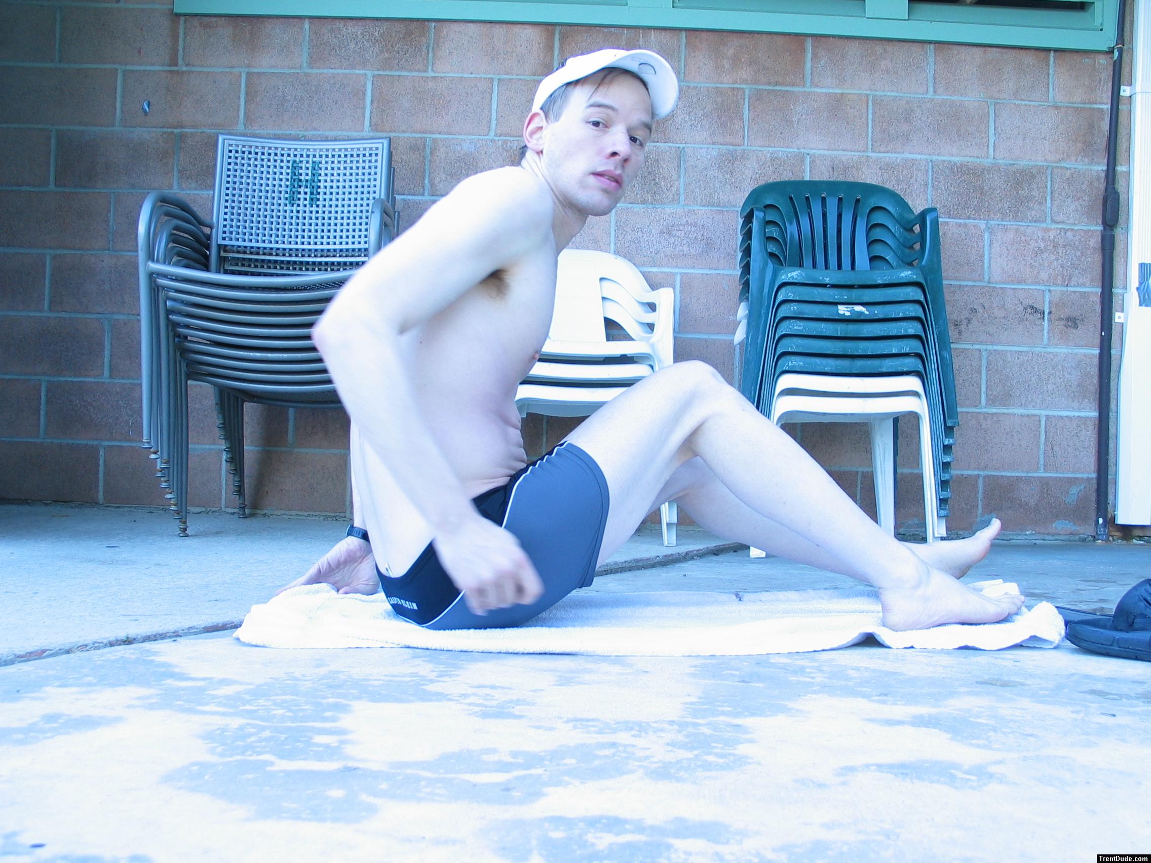 Sitting on a towel