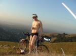 he's not wearing a black speedo, its a Novara Padded Bike Brief (tummy!)