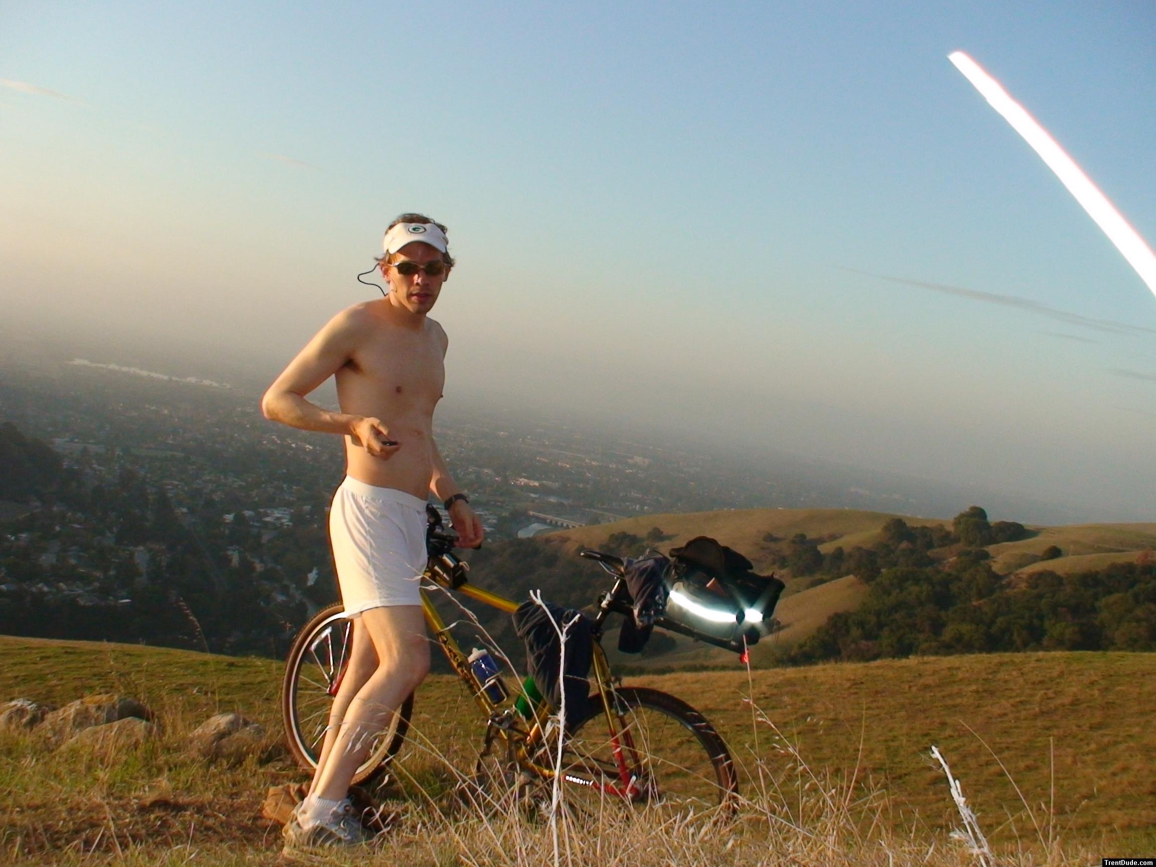 Does he always bike in his boxers?