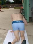 Resting in exhaustion after doing one push-up