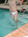 Swimmer in a white speedo