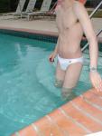 Swimmer in a white speedo