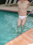 Swimmer in a white speedo