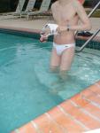 Swimmer in a white speedo