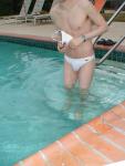 Swimmer in a white speedo