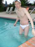 Swimmer in a white speedo
