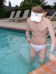 Swimmer in a white speedo