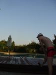 morning streches in a Speedo Red Curve Line Square Leg Trunk