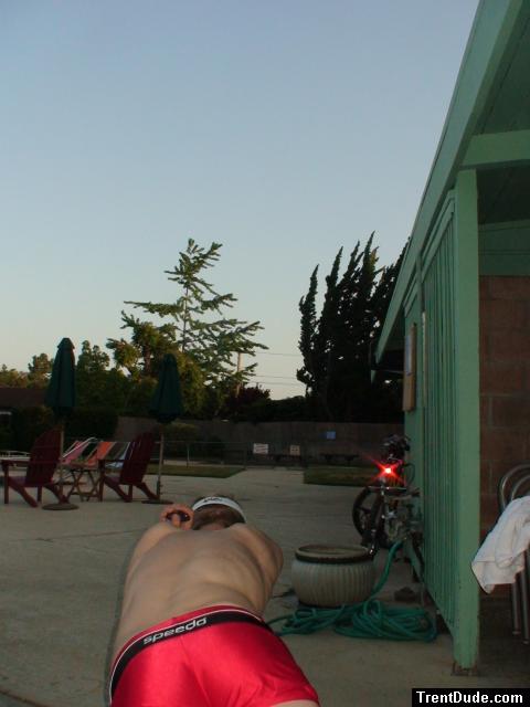 morning exercises in a Speedo Red Curve Line Square Leg Trunk