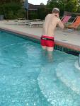 morning exercises in a Speedo Red Curve Line Square Leg Trunk (rear)
