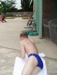 morning stretches (Speedo Fastskin Royal Blue brief from speedousa.com) (rear)