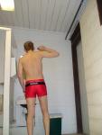 Checking out himself in the mirror