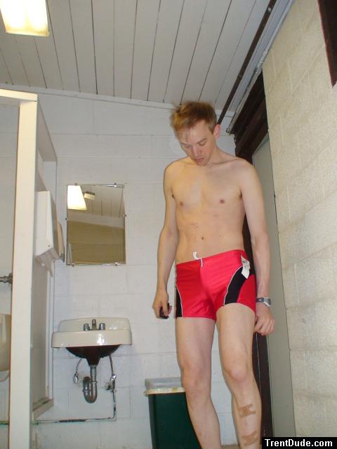 Check out his new Speedo and band-aids (leg)