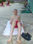Sit-ups (in a Red Speedo Curve Line Square Leg Trunk from InternationalJock.com)