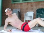 Sit-ups (in a Red Speedo Curve Line Square Leg Trunk from InternationalJock.com)