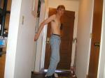 Trent shirtless in blue jeans