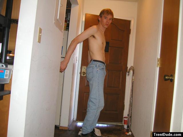 Trent shirtless in blue jeans
