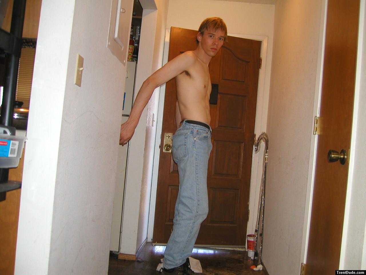 Trent shirtless in blue jeans