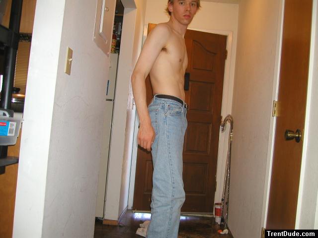 Trent shirtless in blue jeans