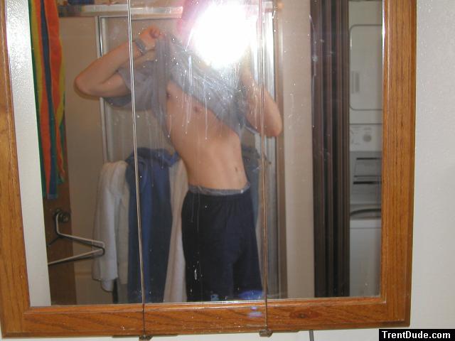 SHirtless in the mirror