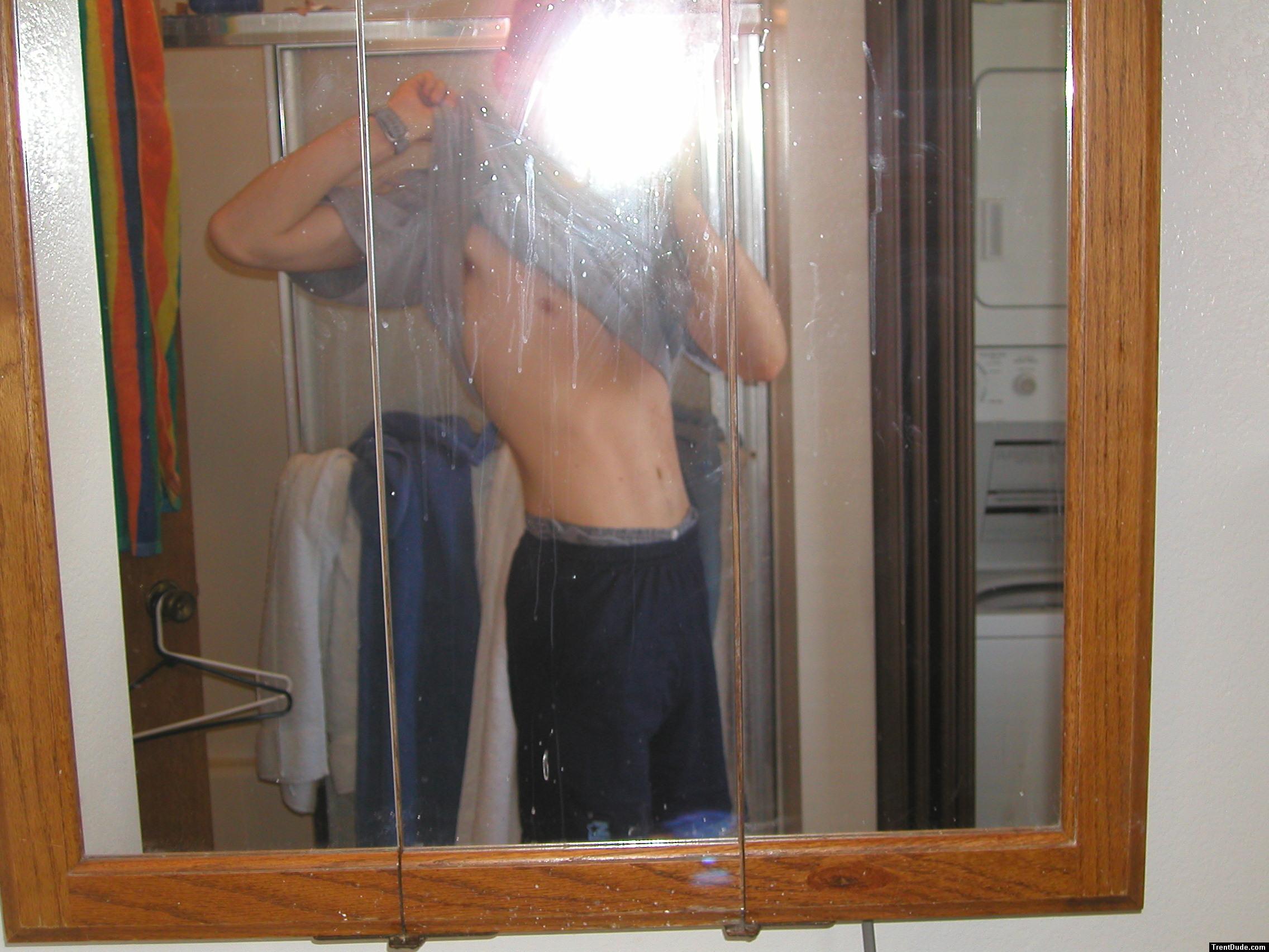 SHirtless in the mirror