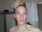 Trent shirtless with short hair