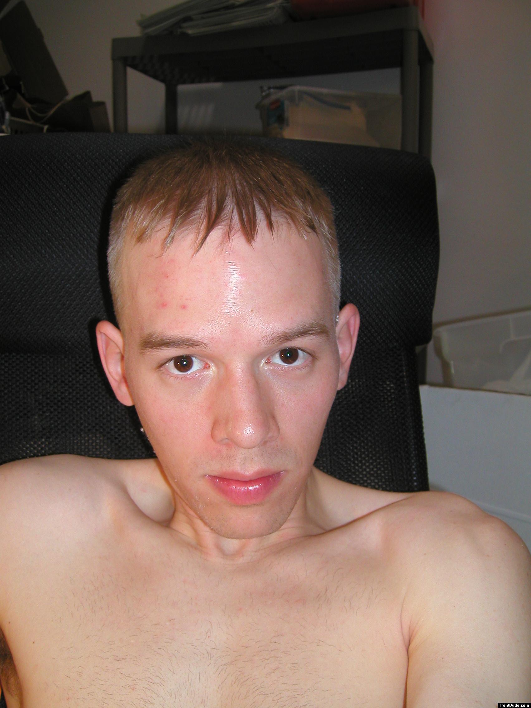 Trent shirtless with short hair