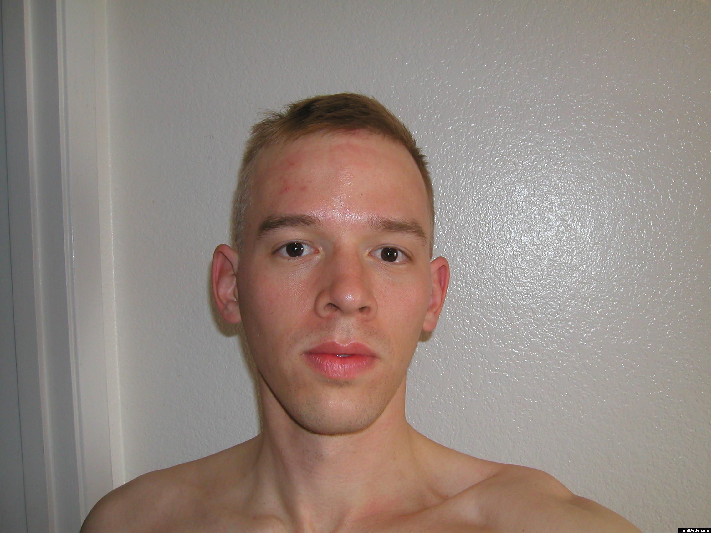 Trent shirtless with short hair
