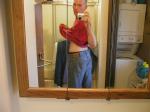 Trent with jeans in the mirror